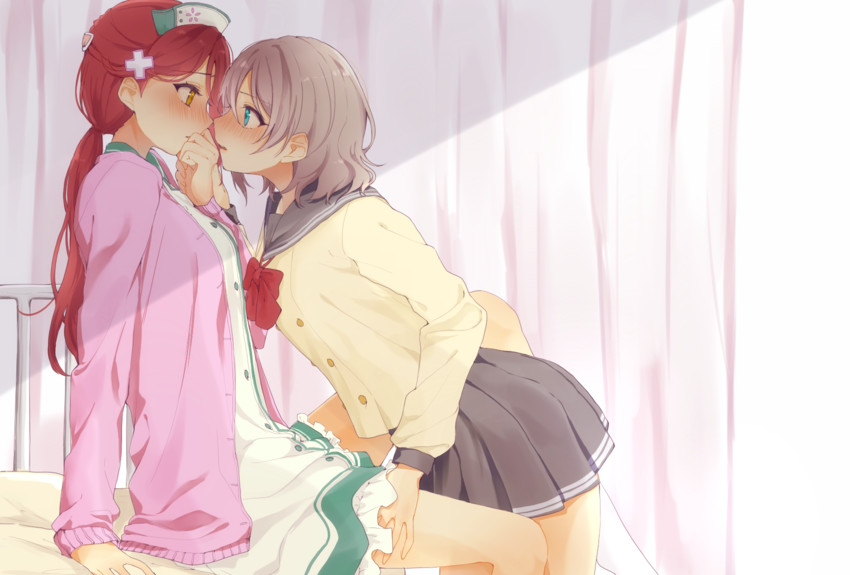 watanabe you and sakurauchi riko (love live! and 1 more) drawn by azuma_(no488888)