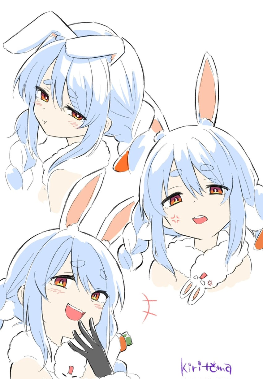 usada pekora and don-chan (hololive) drawn by kiritoma