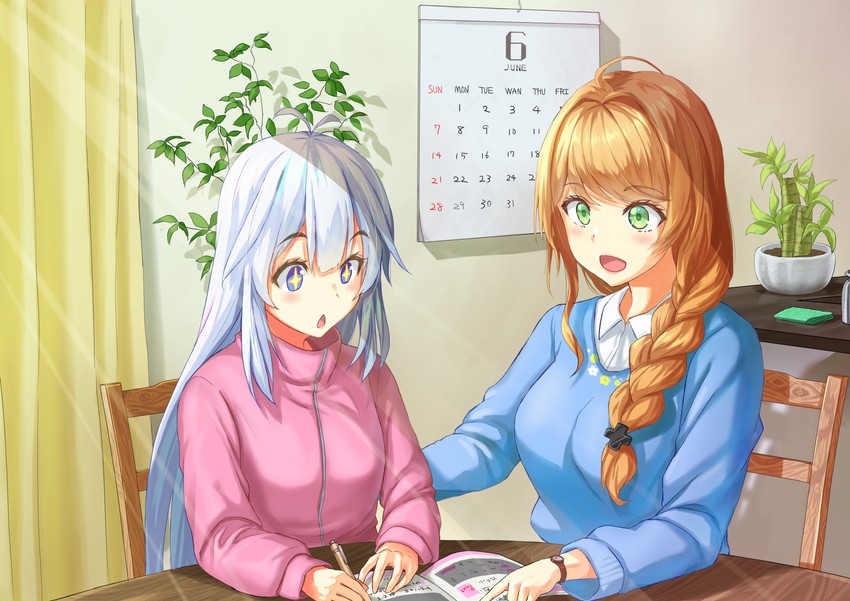vei and claire cruller (indie virtual youtuber and 1 more) drawn by marimo_(marimo2468)