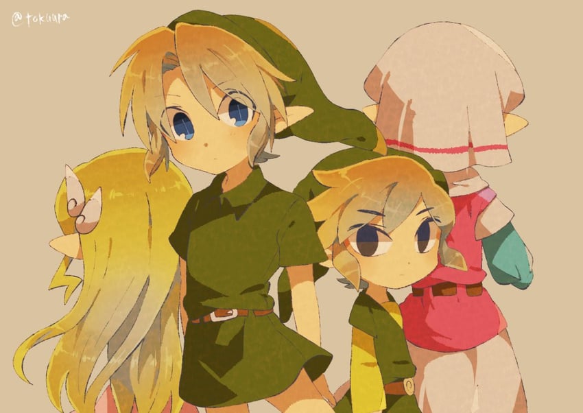 link, princess zelda, toon link, young link, toon zelda, and 1 more (the legend of zelda and 3 more) drawn by tokuura