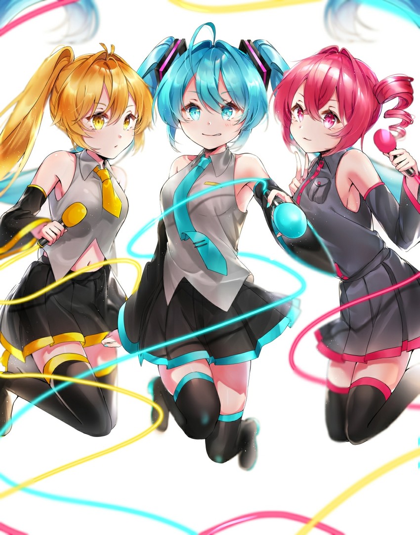 hatsune miku, kasane teto, and akita neru (vocaloid and 2 more) drawn by bob_628