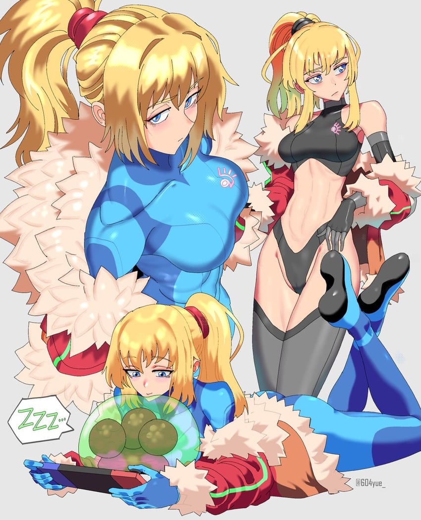 samus aran, metroid, and metroid larva (metroid and 1 more) drawn by 604yue