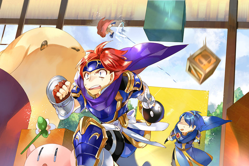 kirby, ike, marth, and roy (fire emblem and 6 more) drawn by noki_(affabile)