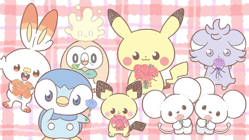 pikachu, rowlet, piplup, scorbunny, pichu, and 3 more (pokemon)