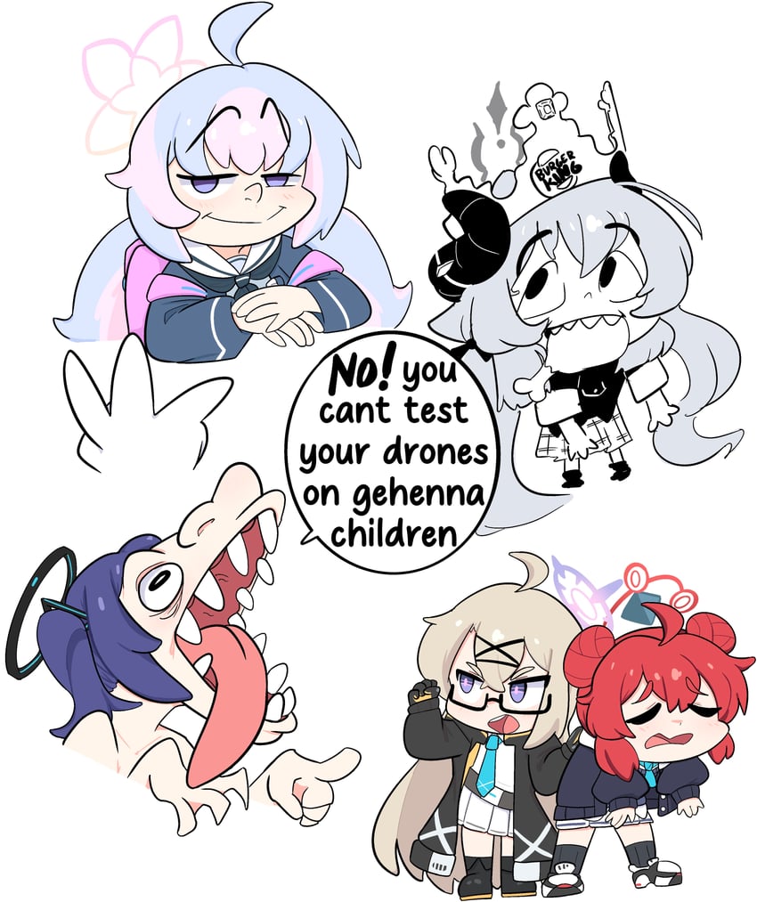 yuuka, reisa, maki, junko, and kotama (blue archive and 1 more) drawn by chigyudoomer