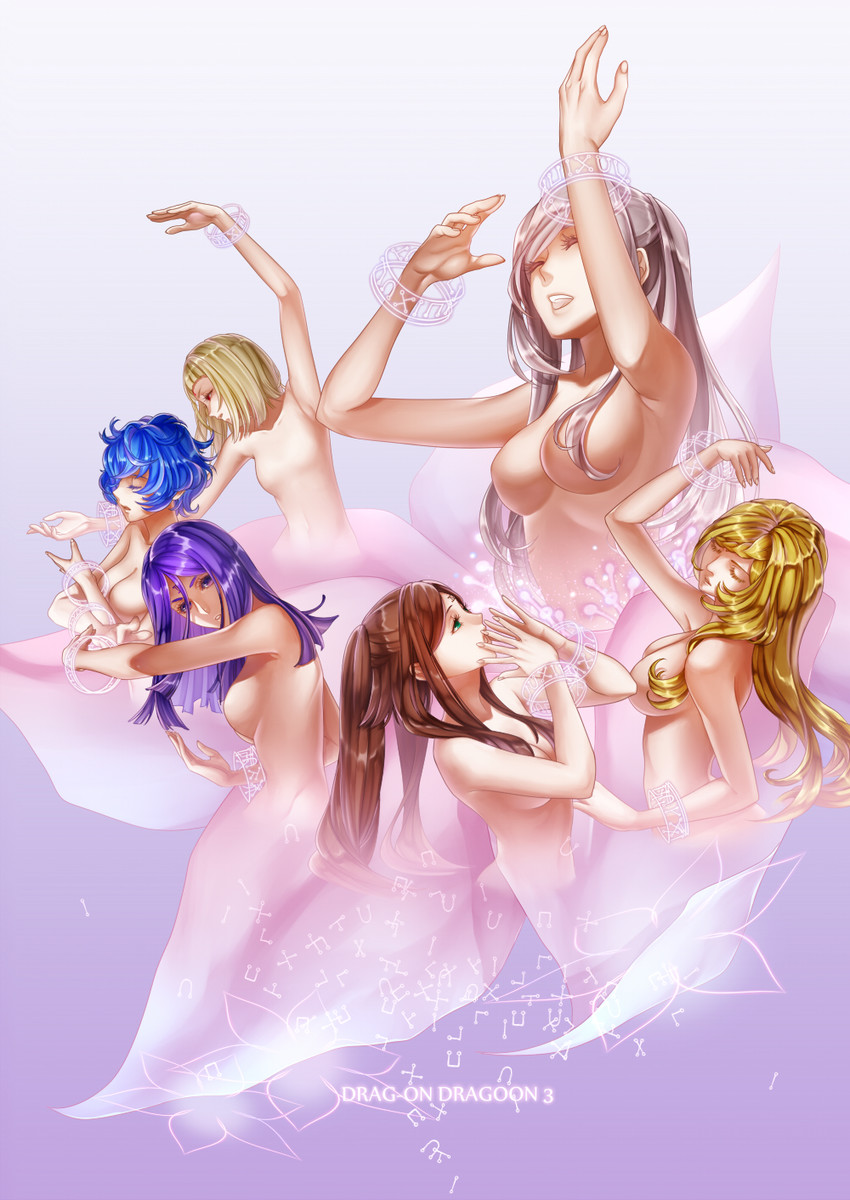 zero, one, four, three, five, and 1 more (drag-on dragoon and 1 more) drawn by arkray