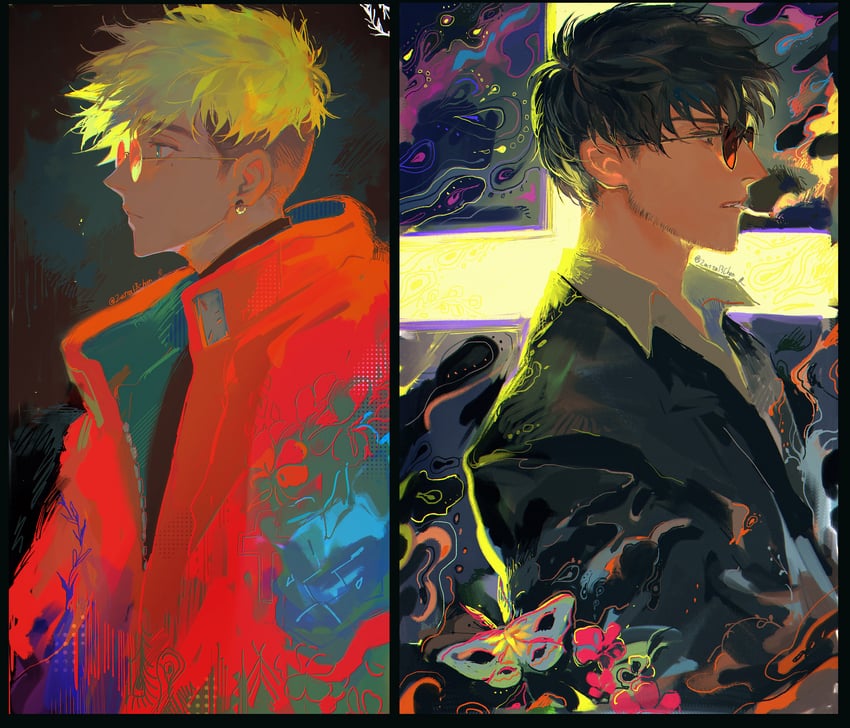 vash the stampede and nicholas d. wolfwood (trigun and 1 more) drawn by yu_(zatta13chan)
