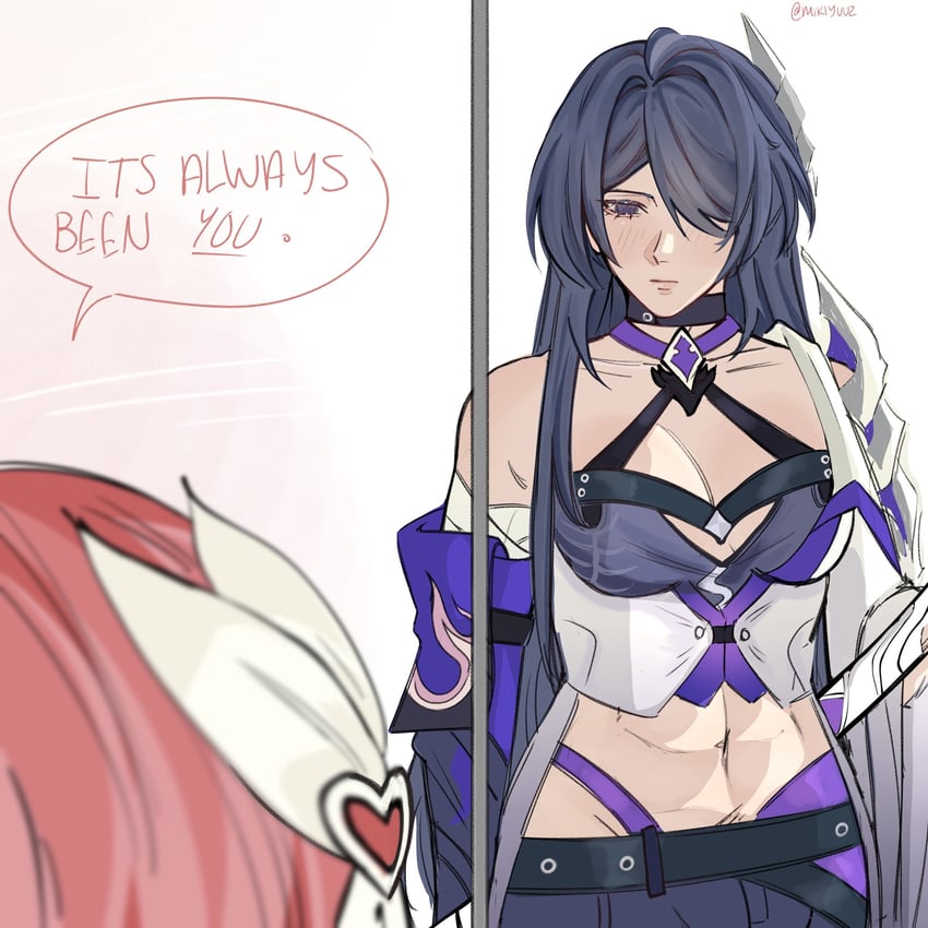 acheron and elysia (honkai and 2 more) drawn by mikiyuuz