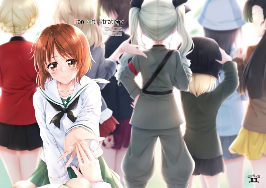 nishizumi miho, darjeeling, nishizumi maho, anchovy, kay, and 5 more (girls und panzer) drawn by mini_dang01