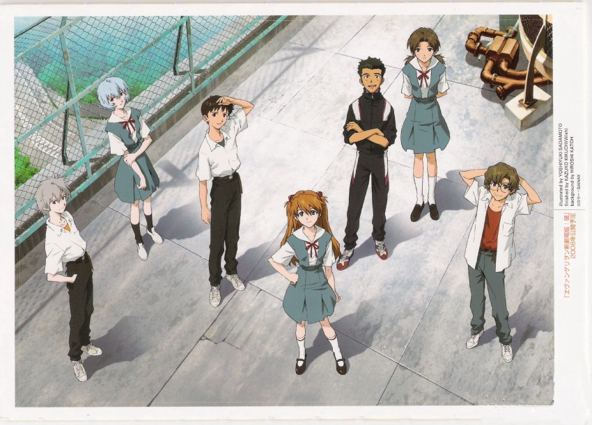 souryuu asuka langley, ayanami rei, ikari shinji, nagisa kaworu, aida kensuke, and 2 more (neon genesis evangelion and 2 more) drawn by sadamoto_yoshiyuki