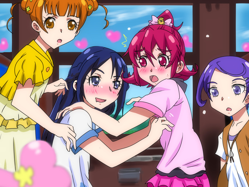 hishikawa rikka, aida mana, kenzaki makoto, yotsuba alice, and ai-chan (precure and 1 more) drawn by karuta_(karuta01)