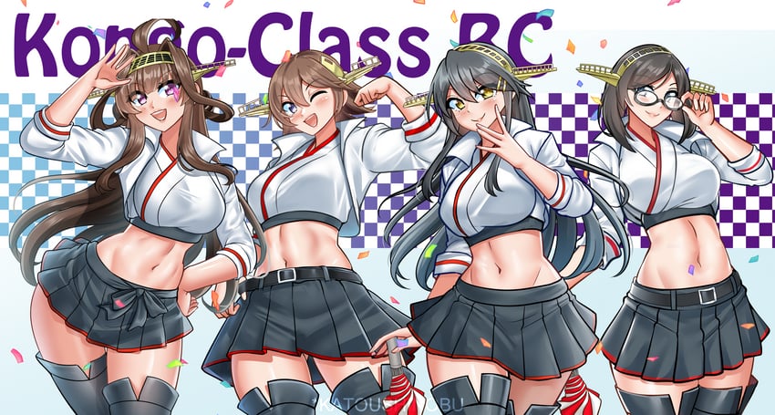 kongou, haruna, hiei, and kirishima (kantai collection) drawn by katou_shinobu