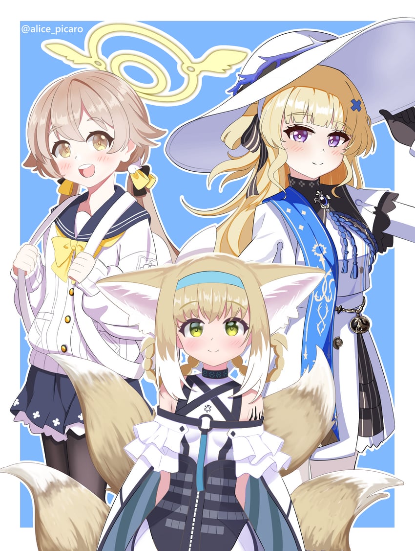 suzuran, hifumi, phoebe, and hondo kaede (blue archive and 2 more) drawn by alice_picaro