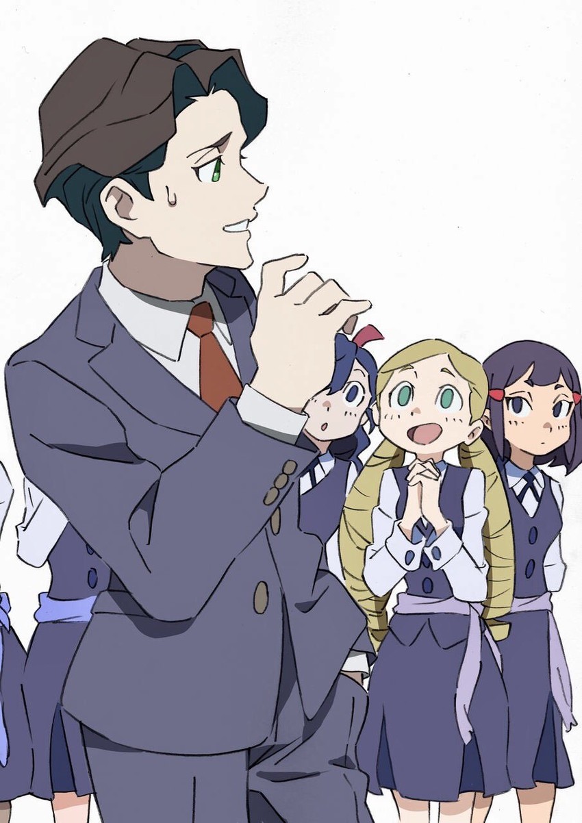 andrew hanbridge, avery, blair, and mary (little witch academia) drawn by arai_hiroki