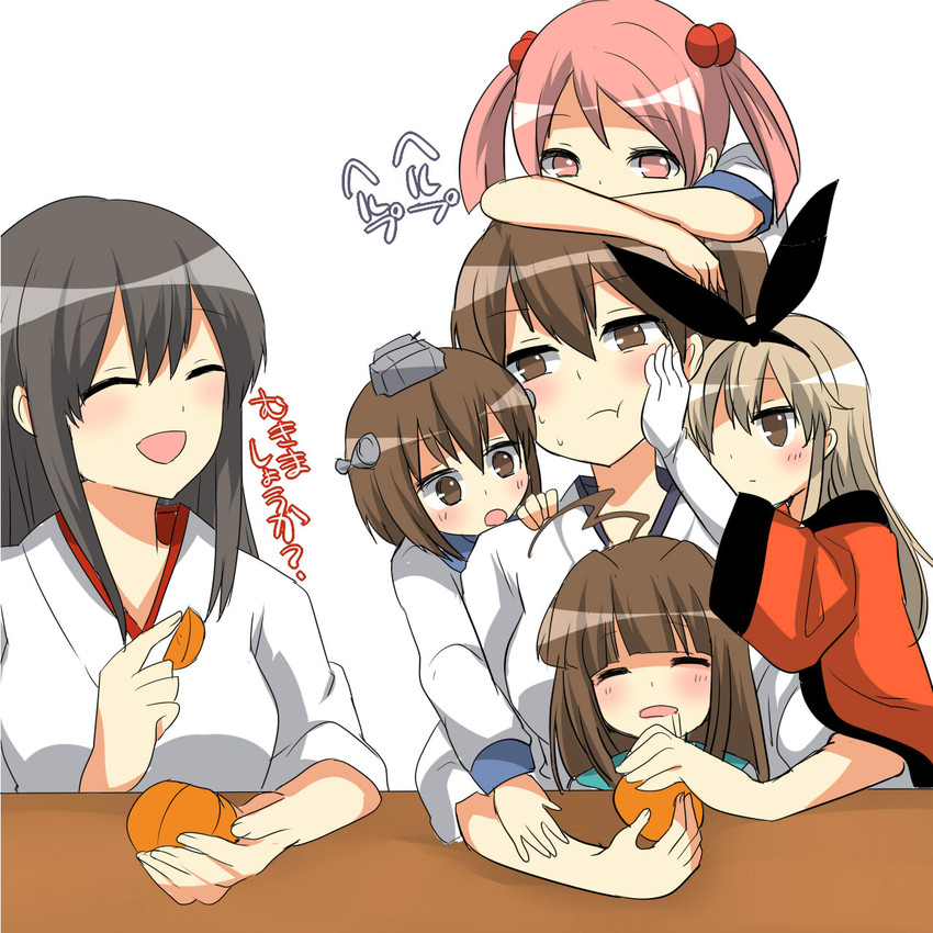kaga, shimakaze, akagi, yukikaze, sazanami, and 1 more (kantai collection) drawn by ochazuke