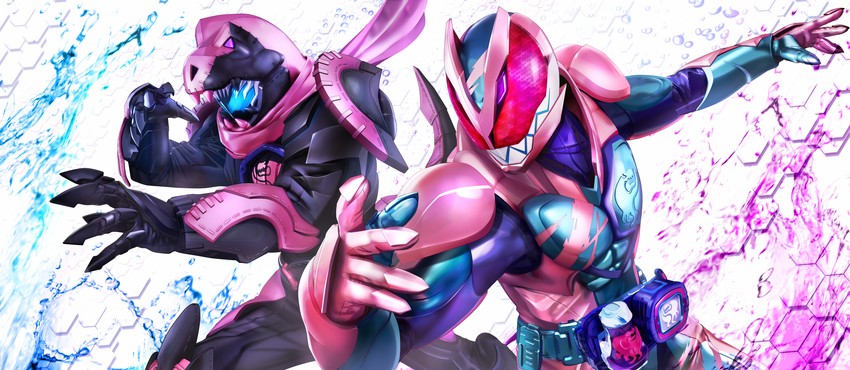 kamen rider revi and kamen rider vice (kamen rider and 1 more) drawn by masukudo_(hamamoto_hikaru)