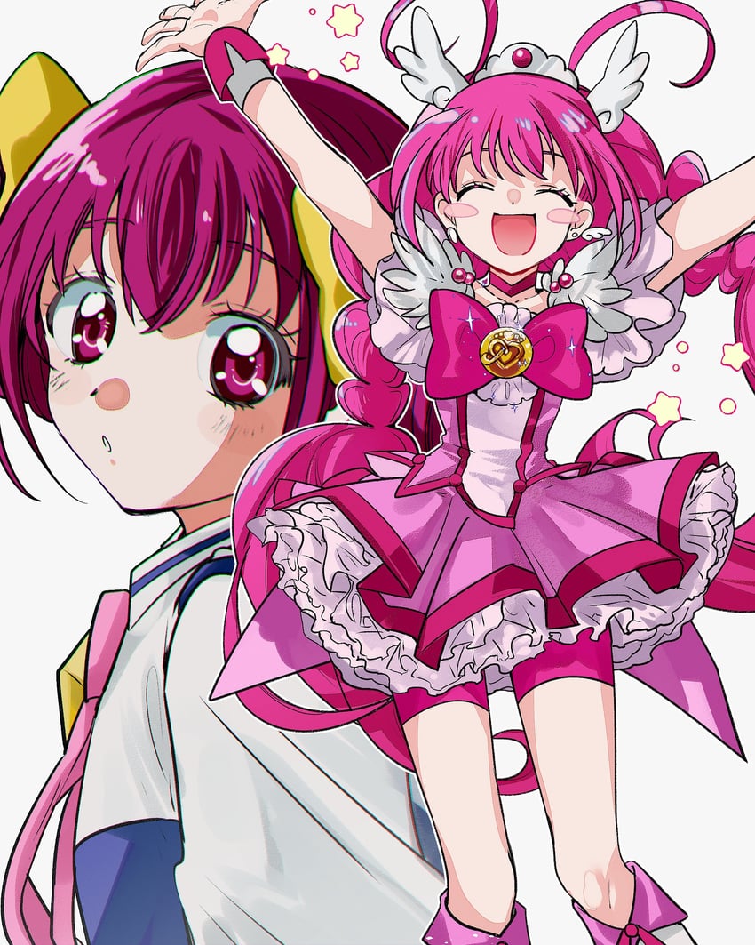 hoshizora miyuki and cure happy (precure and 1 more) drawn by asako_(itiba)