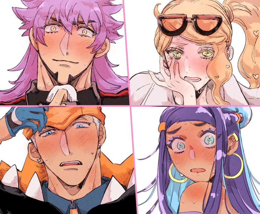 leon, raihan, nessa, and sonia (pokemon and 1 more) drawn by matimatio