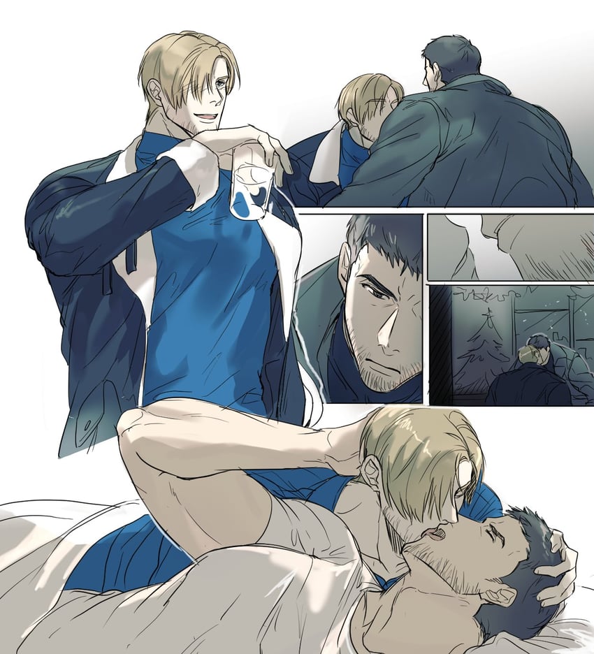 leon s. kennedy and chris redfield (resident evil and 1 more) drawn by ugoxqwfqpzfmbu2