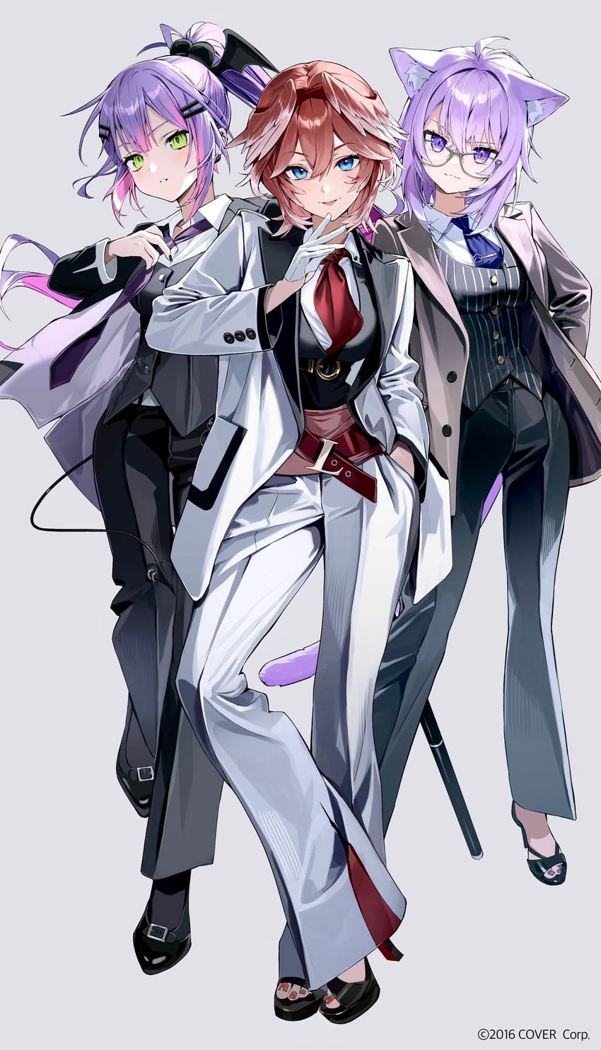 nekomata okayu, tokoyami towa, and takane lui (hololive) drawn by keki_chogyegi