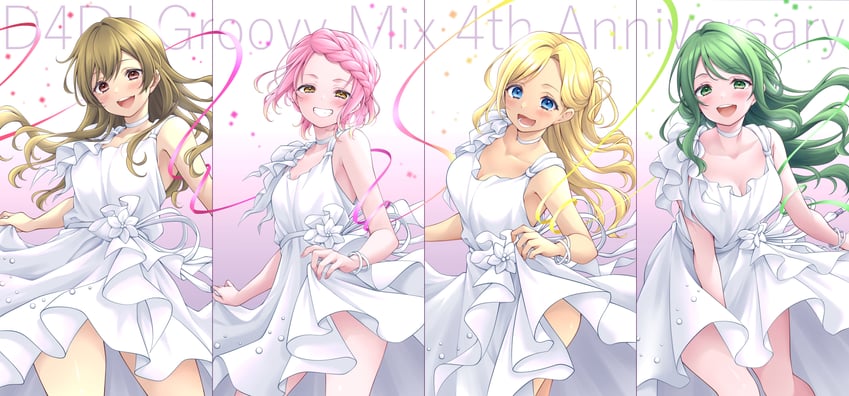 yamate kyouko, inuyose shinobu, shimizu esora, and sasago jennifer yuka (d4dj) drawn by piyopiyomaru_(piyo8823)