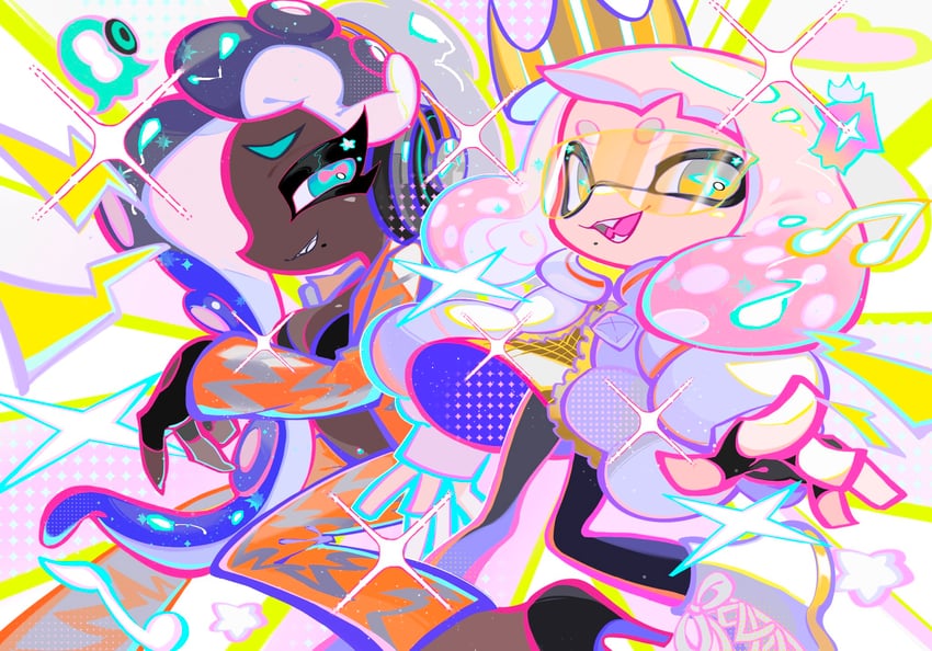 marina and pearl (splatoon and 1 more) drawn by xiaoyunatie