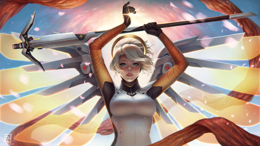 mercy (overwatch and 1 more) drawn by serafleur