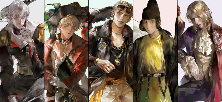 america, united kingdom, russia, china, and france (axis powers hetalia) drawn by jefferage