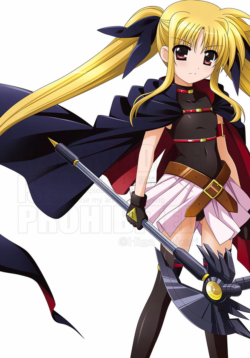 fate testarossa and bardiche (lyrical nanoha and 2 more) drawn by higa_yukari