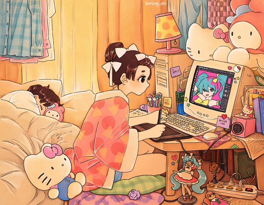 hatsune miku, hello kitty, and my melody (original and 5 more) drawn by ring_411