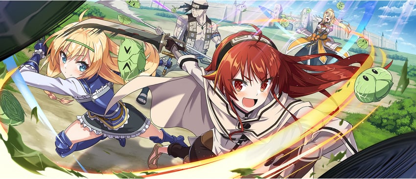 darkness, eris greyrat, iris, cabbage, and ruijerd superdia (kono subarashii sekai ni shukufuku wo! and 2 more)