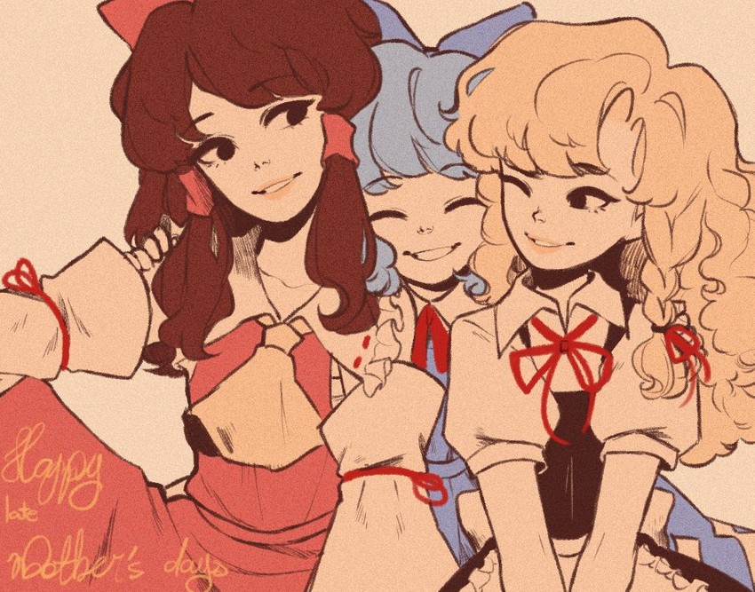 hakurei reimu, kirisame marisa, and cirno (touhou) drawn by pixie_(milkywaypixies)