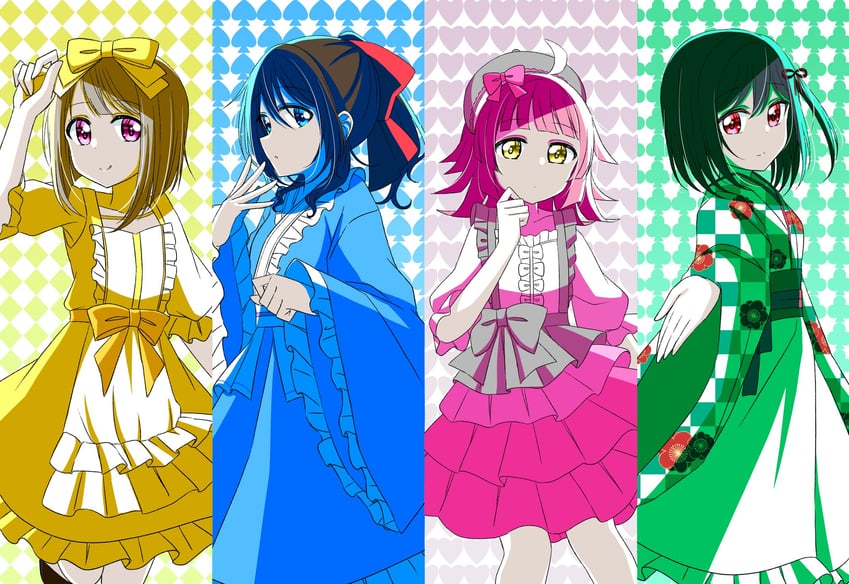 osaka shizuku, tennoji rina, nakasu kasumi, and mifune shioriko (love live! and 1 more) drawn by hot_heartlove