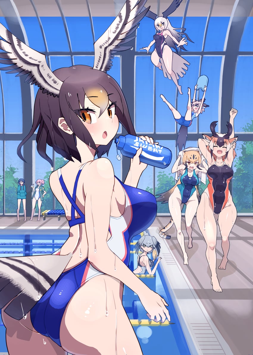 shoebill, captain, bald eagle, greater roadrunner, nana, and 3 more (kemono friends) drawn by nishuu_miri