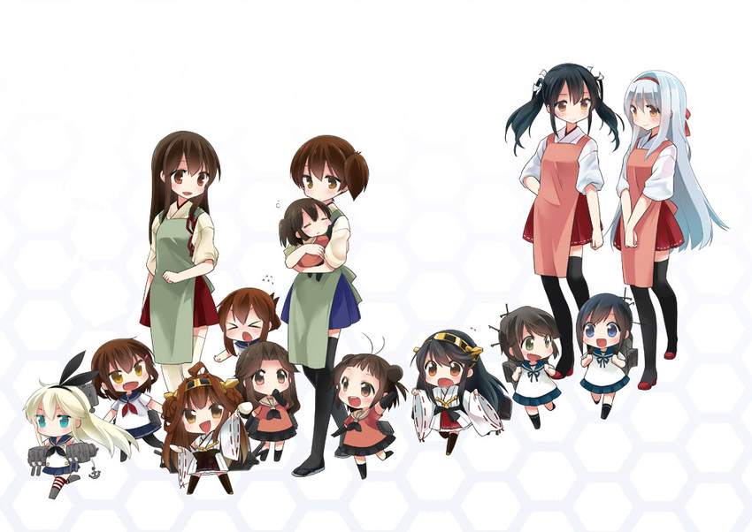 kaga, shimakaze, kongou, inazuma, akagi, and 9 more (kantai collection) drawn by koruri