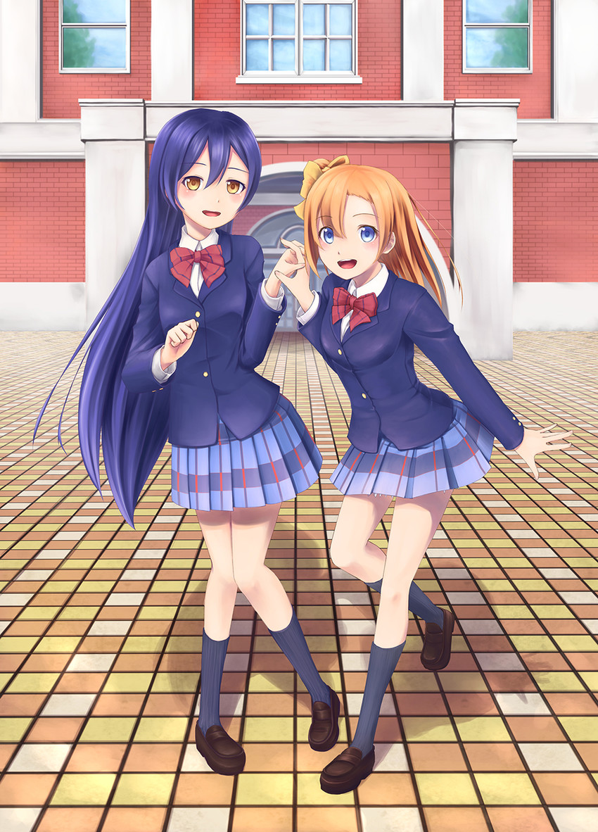 sonoda umi and kosaka honoka (love live! and 1 more) drawn by umekata_mitsu