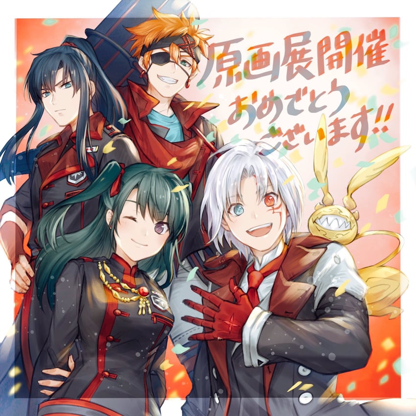 lenalee lee, allen walker, kanda yuu, lavi, and timcanpy (d.gray-man) drawn by uzura-000