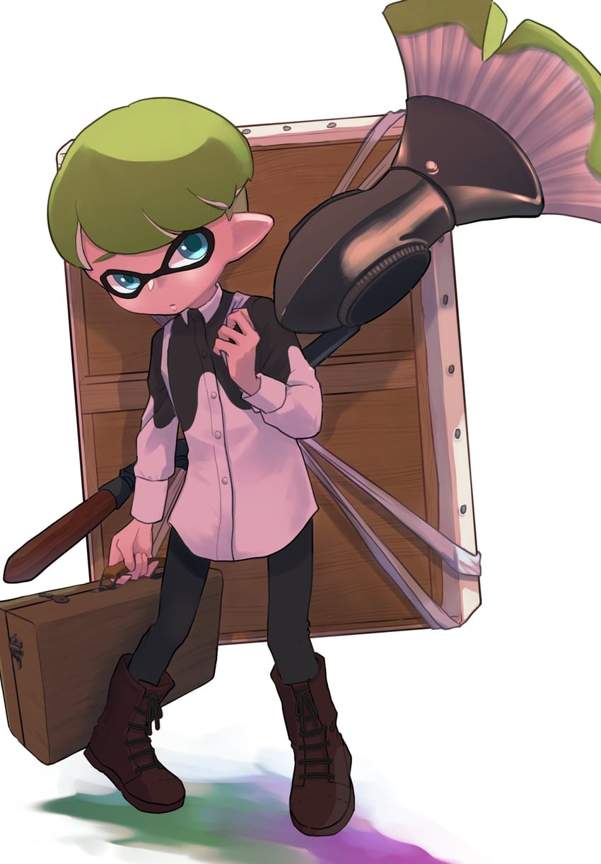 inkling player character and inkling boy (splatoon and 1 more) drawn by nastar_r0