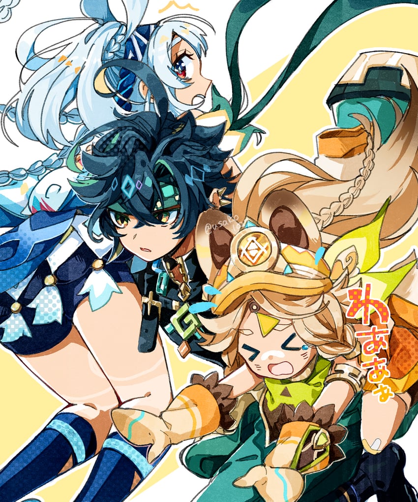 mualani, kinich, and kachina (genshin impact) drawn by usako_(usako1031)