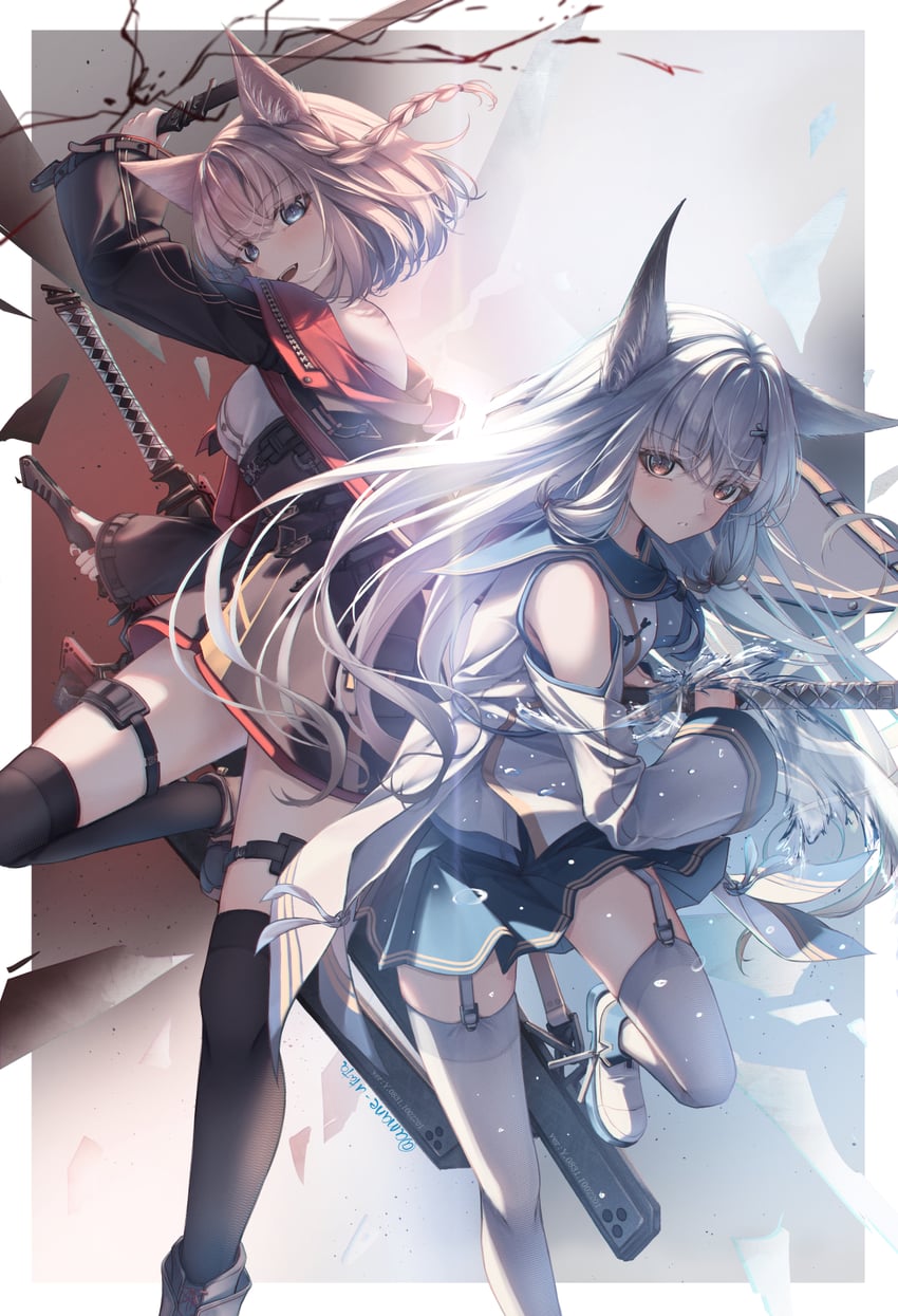 yuragi and ura hikage (original) drawn by amane_utata