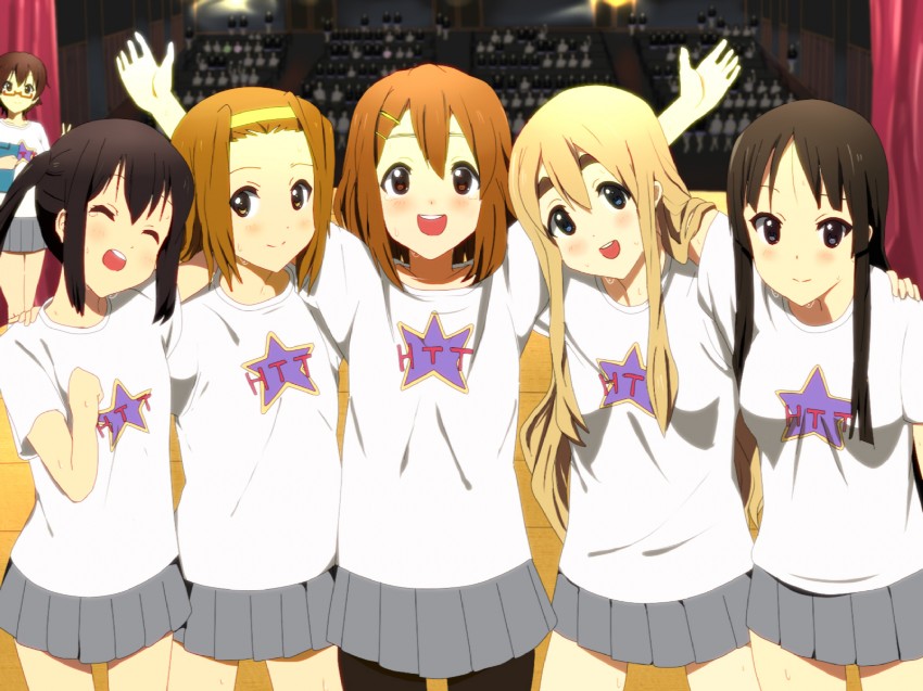 akiyama mio, nakano azusa, hirasawa yui, tainaka ritsu, kotobuki tsumugi, and 1 more (k-on!) drawn by ore_deshita
