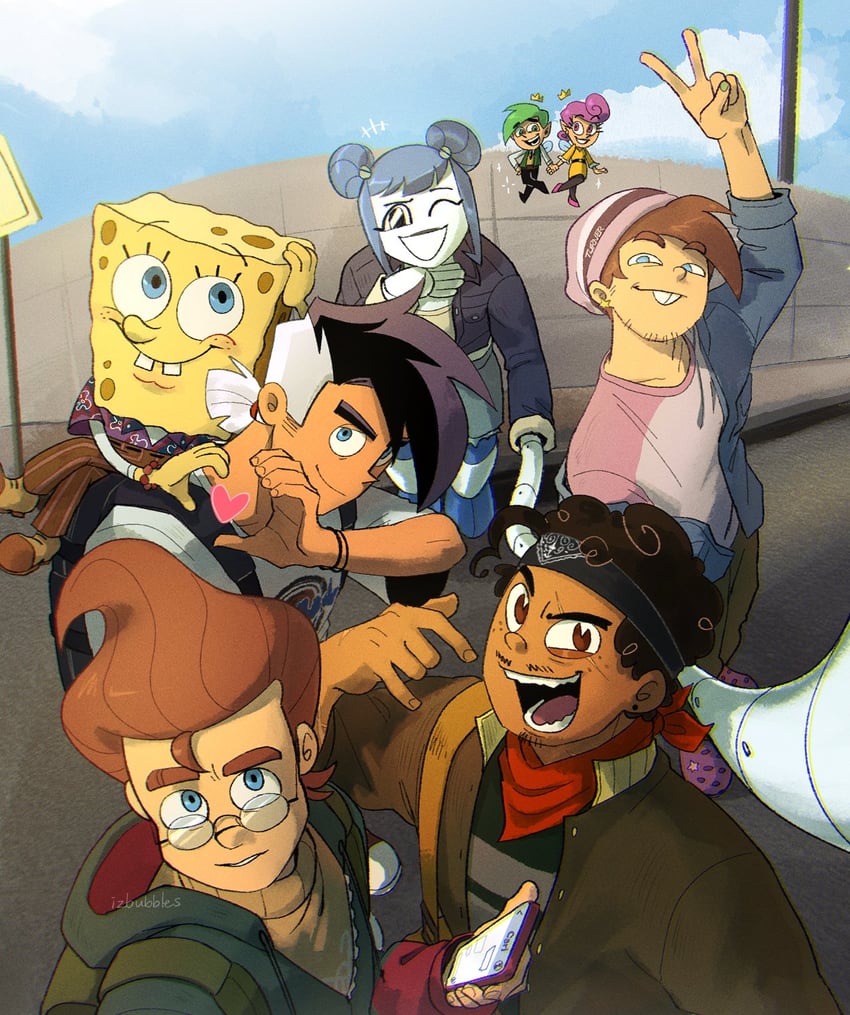 spongebob squarepants, jenny wakeman, timmy turner, wanda, danny fenton, and 3 more (spongebob squarepants and 6 more) drawn by izzy_(izbubbles)