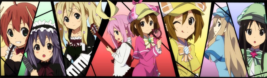 akiyama mio, hirasawa yui, tainaka ritsu, kotobuki tsumugi, sherlock shellingford, and 3 more (k-on! and 1 more) drawn by amano_kouki