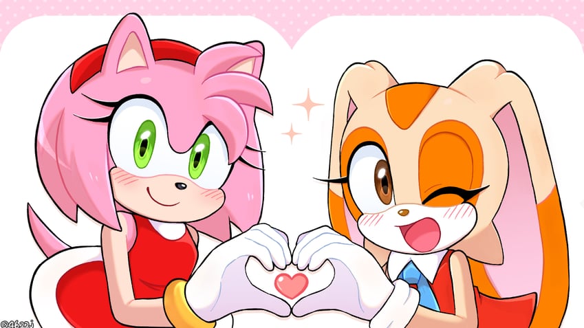 amy rose and cream the rabbit (sonic) drawn by hobi_(4622j)