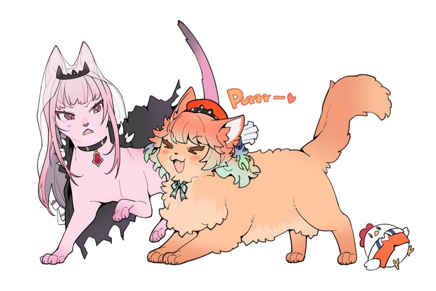 mori calliope, takanashi kiara, and kfp employee (hololive and 1 more) drawn by mitsumine_(ookami_no_oyashiro)