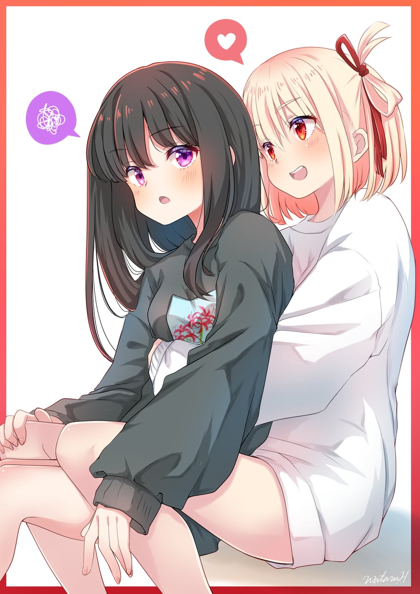 nishikigi chisato and inoue takina (lycoris recoil) drawn by hoshikage_wataru