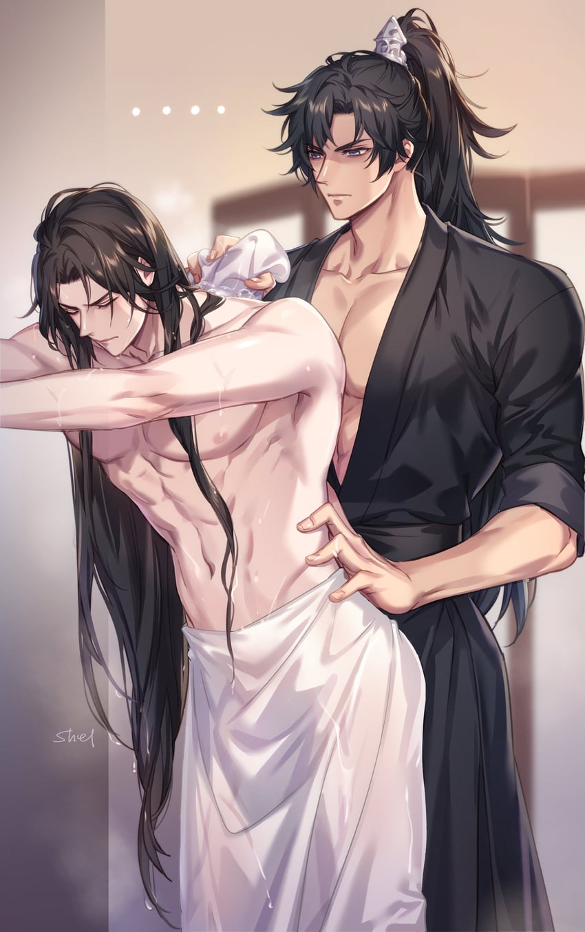 chu wanning and mo ran (erha he tadebai mao shizun) drawn by zehel_az