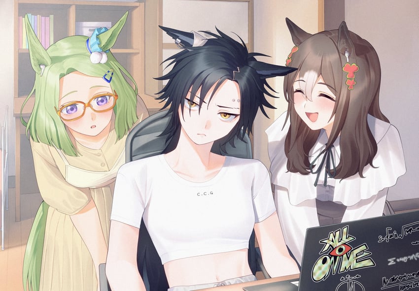 fine motion, air shakur, and air messiah (umamusume) drawn by tamayume