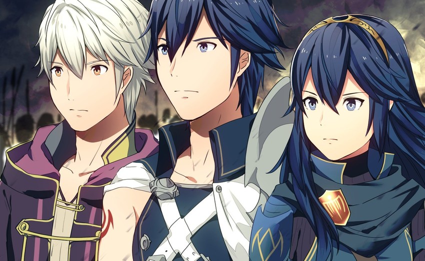 lucina, male robin, and chrom (fire emblem and 1 more) drawn by ameno_(a_meno0)