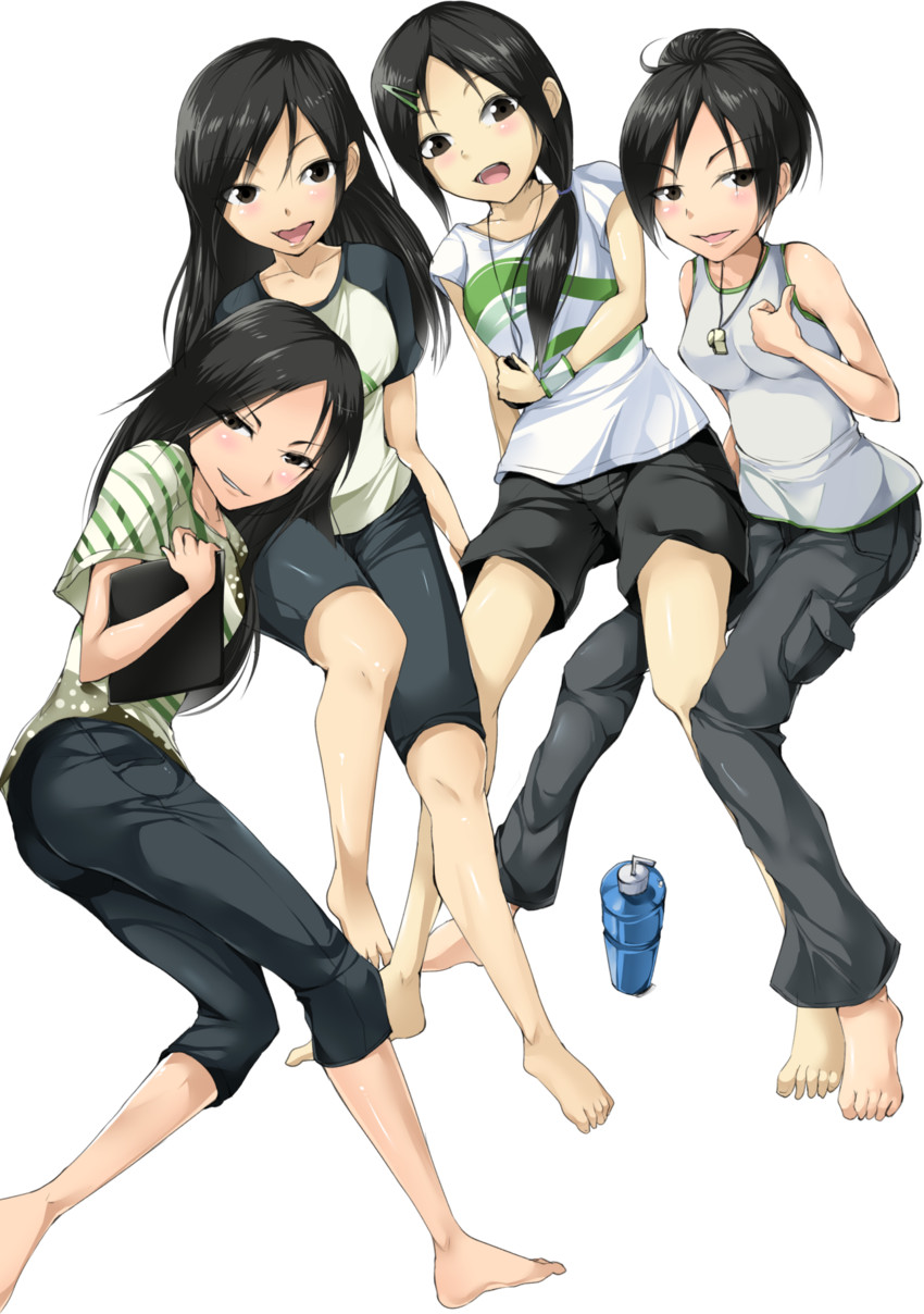 trainer, aoki kei, aoki sei, aoki mei, and aoki rei (idolmaster and 1 more) drawn by solru